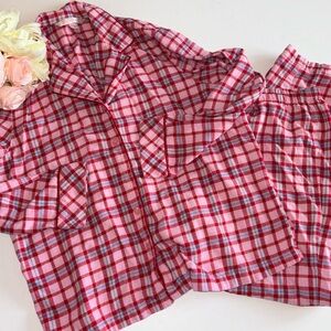 Victoria’s Secret Pink Plaid Flannel Pajama Set Size Small Pink Plaid VS